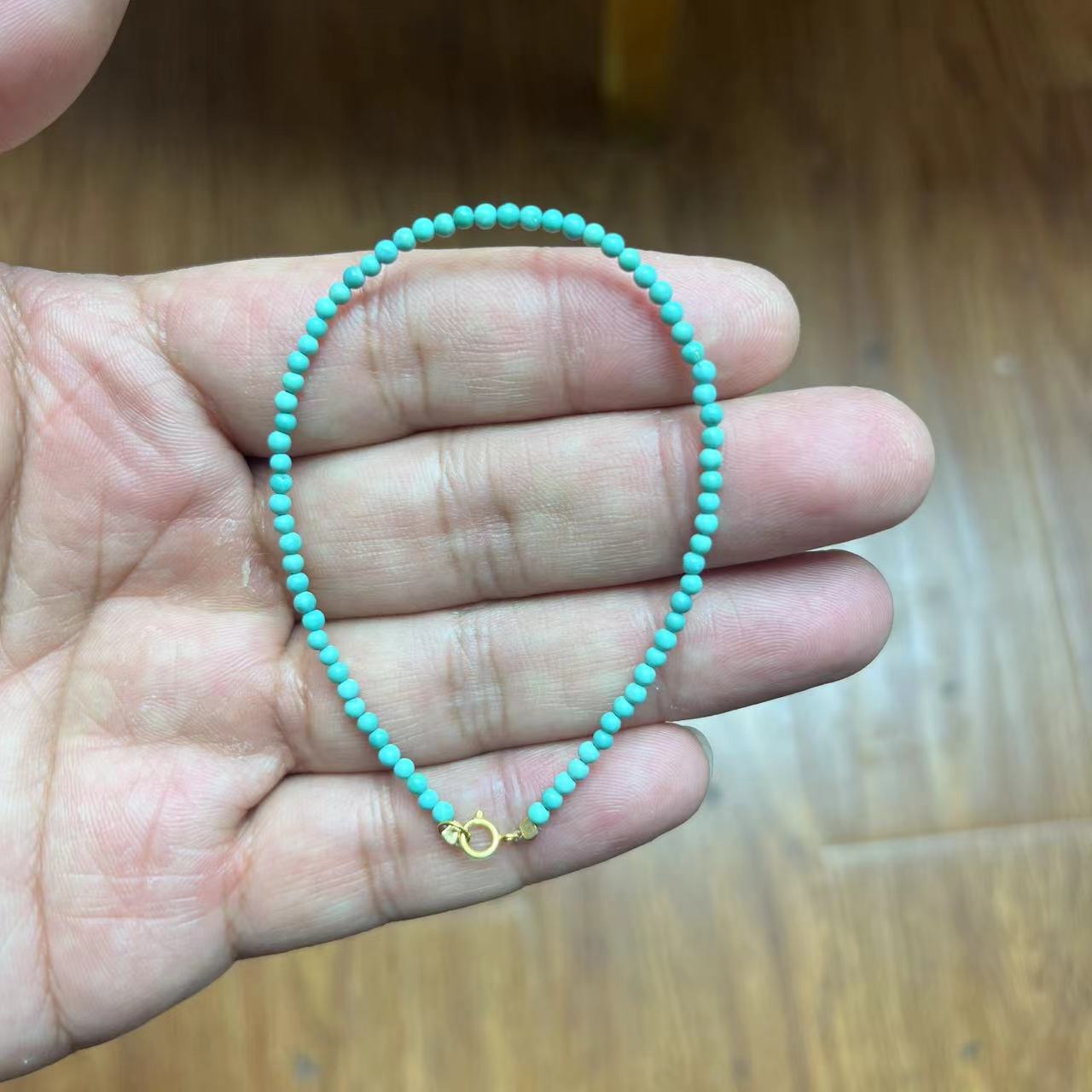 湖北原矿绿松石小米珠手链