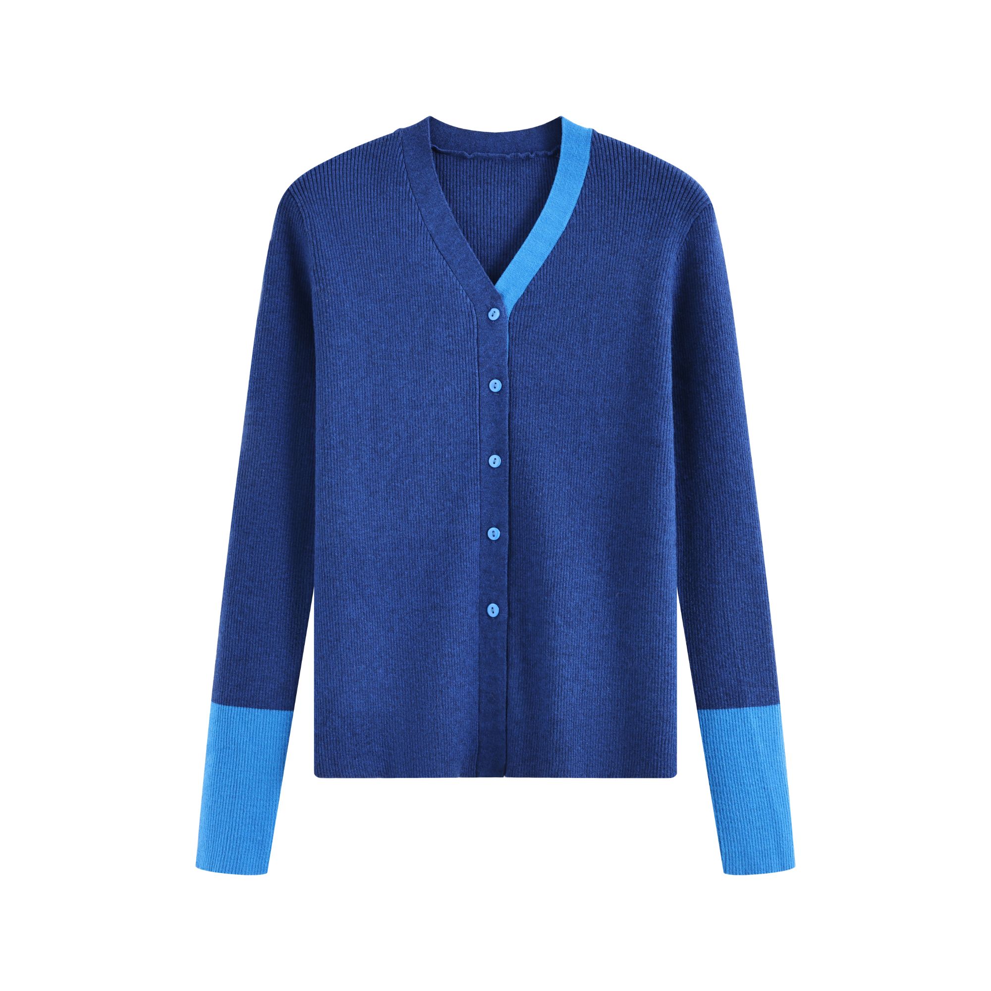 【深圳原创*】针织开衫女新款时尚撞色修身上衣1521