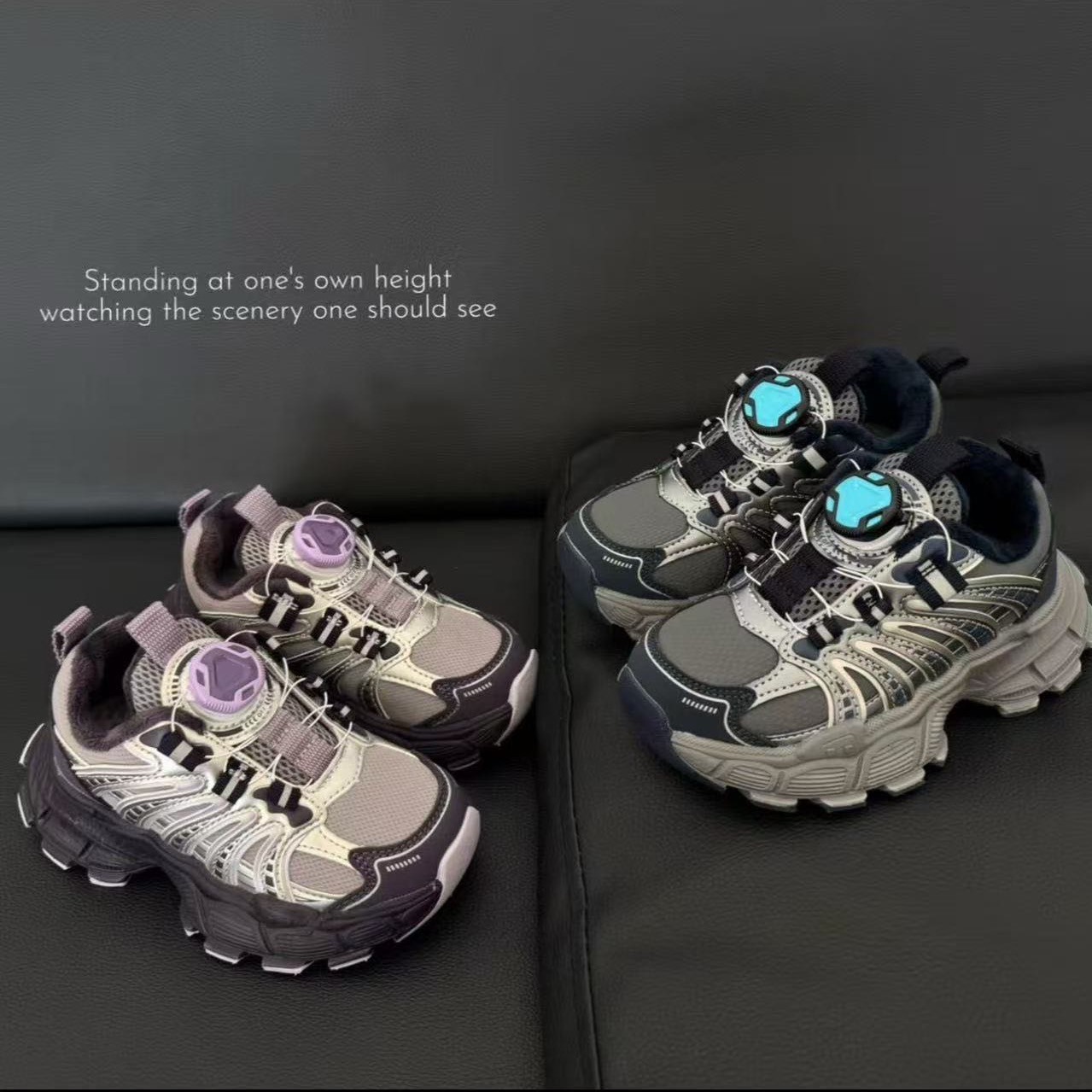 二棉儿童皮面二棉加绒保暖老爹鞋2673