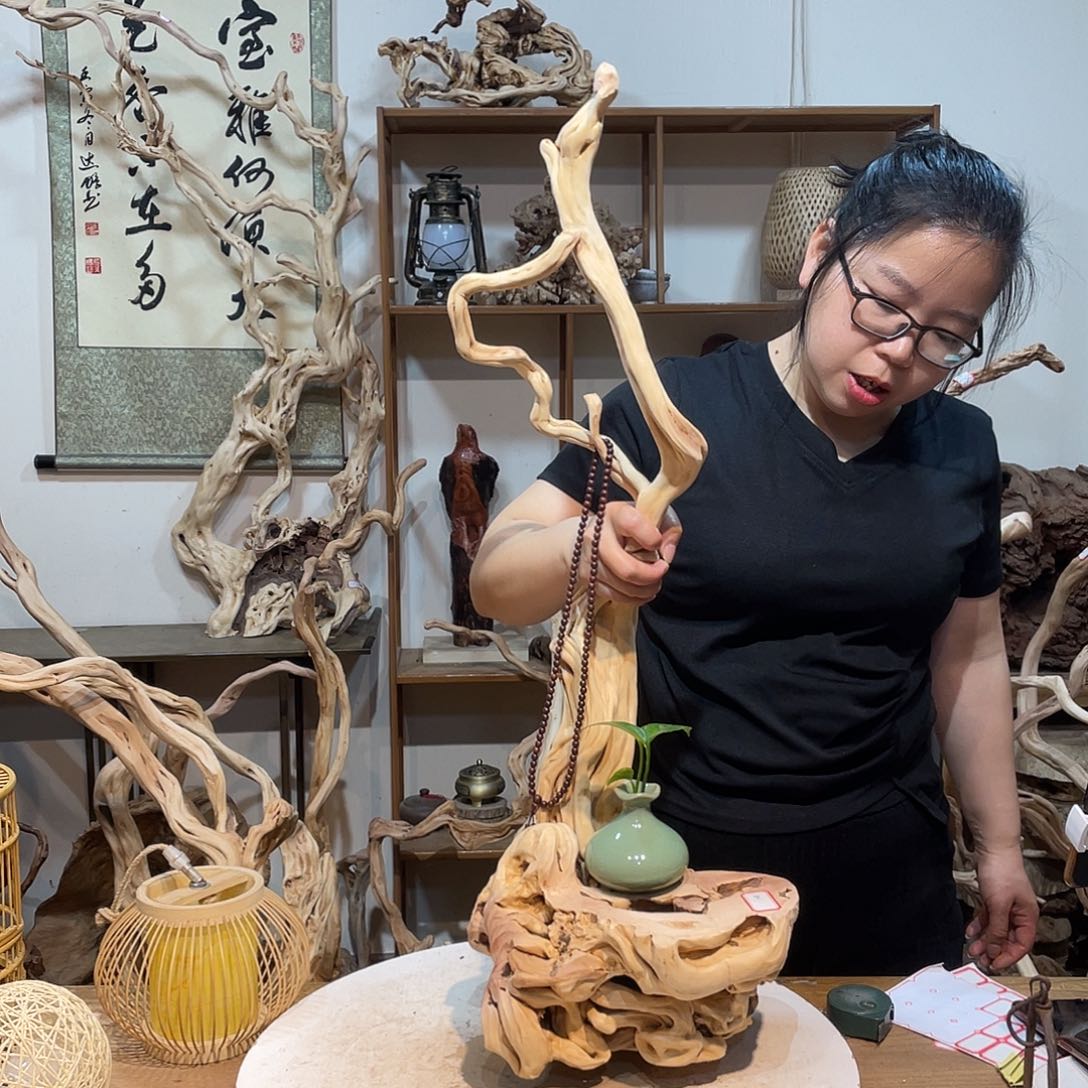 香杉木杜鹃根根艺摆件