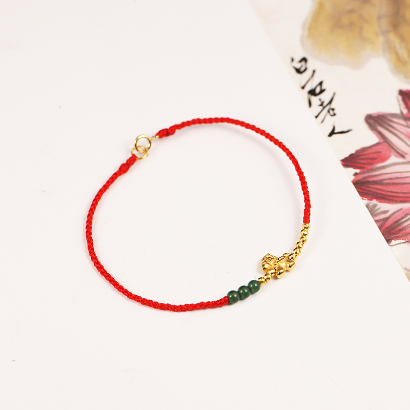 【叶叶珠宝】068翡翠卡3+18K金马手链手绳8*6.8