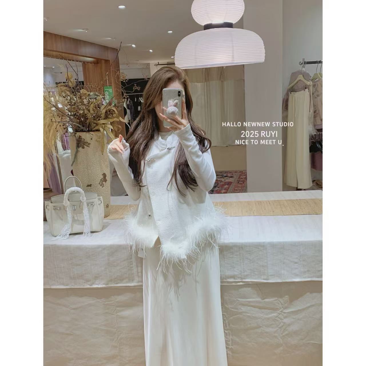 【RUYI】&【山木花葶】859新中式羊毛简约国风鸵鸟毛马甲