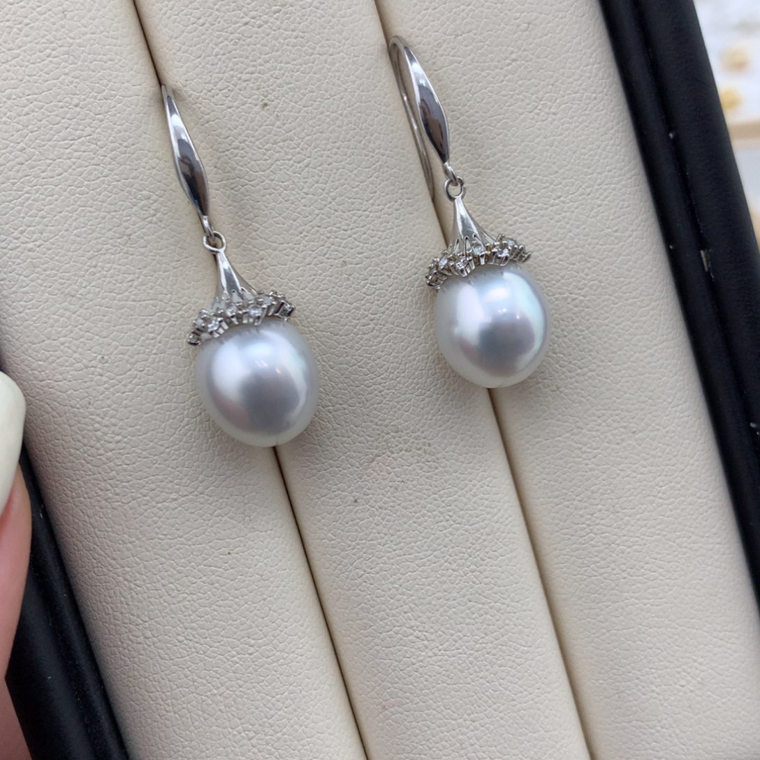 海水珍珠裸珠10/11mm澳白银蓝光对珠