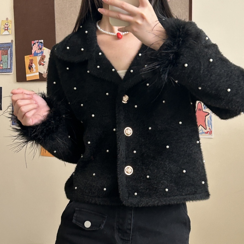 新款气质时尚短款百搭时尚法式女装小香风-B500黑色