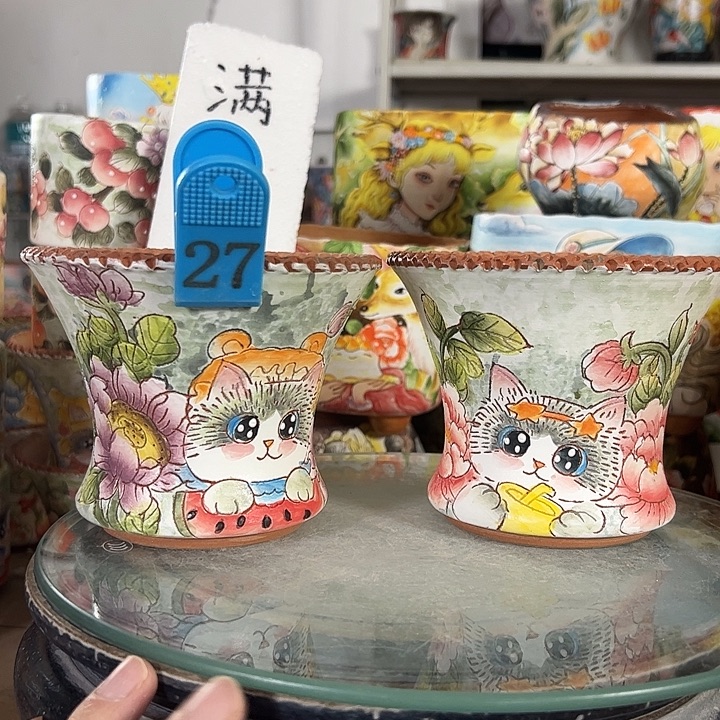 满38包邮 景德镇幸运花盆