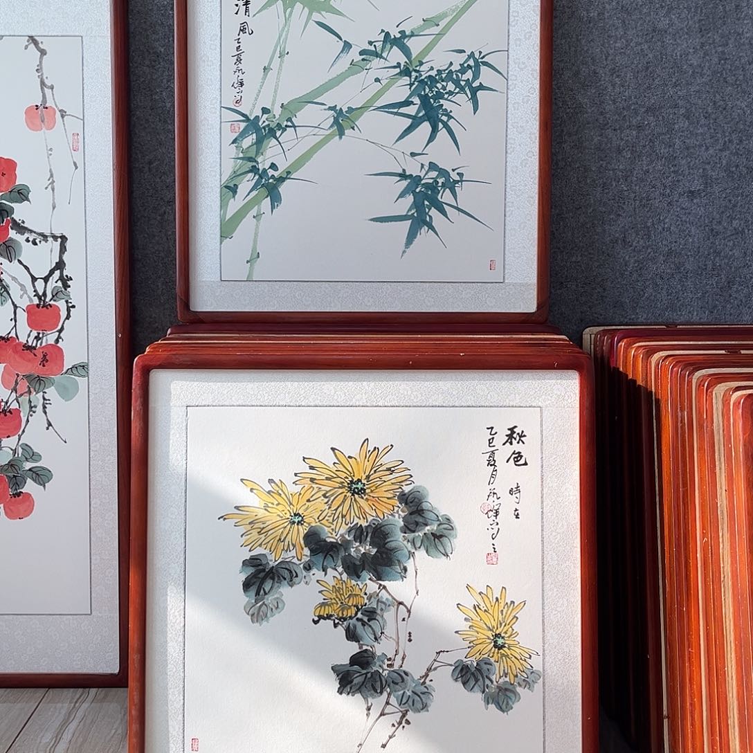 国画书画作品带框63×63