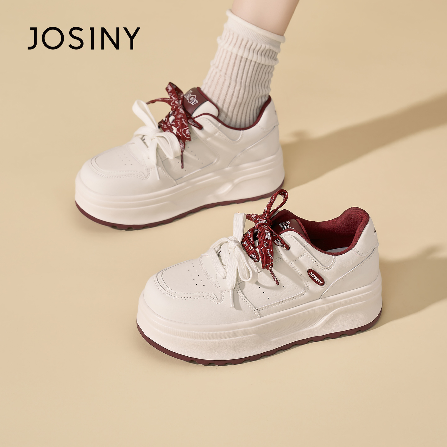 卓诗尼休闲运动鞋2025新款板鞋小个子小白鞋轻便透气女生秋冬板鞋