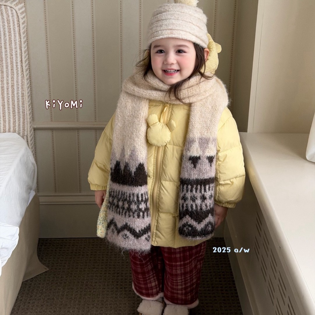 冬季新款女童云朵极简风中长款纯色羽绒服