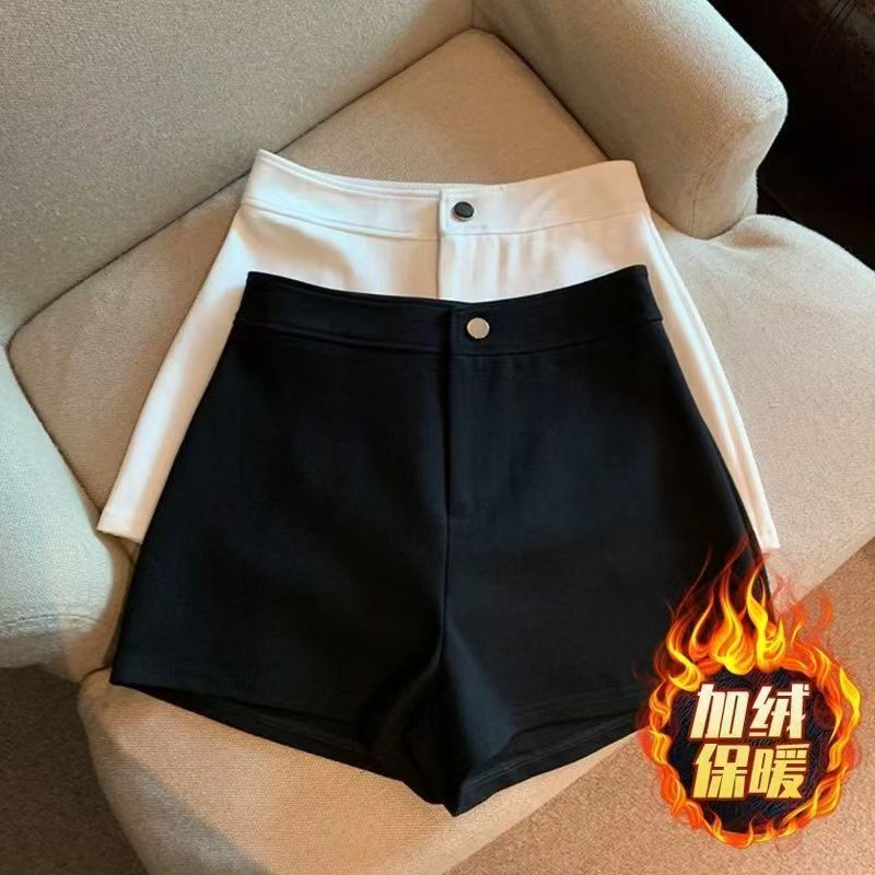 黑色弹力棉短裤女秋冬加绒加厚高腰显瘦紧身辣妹热裤打底显瘦短裤
