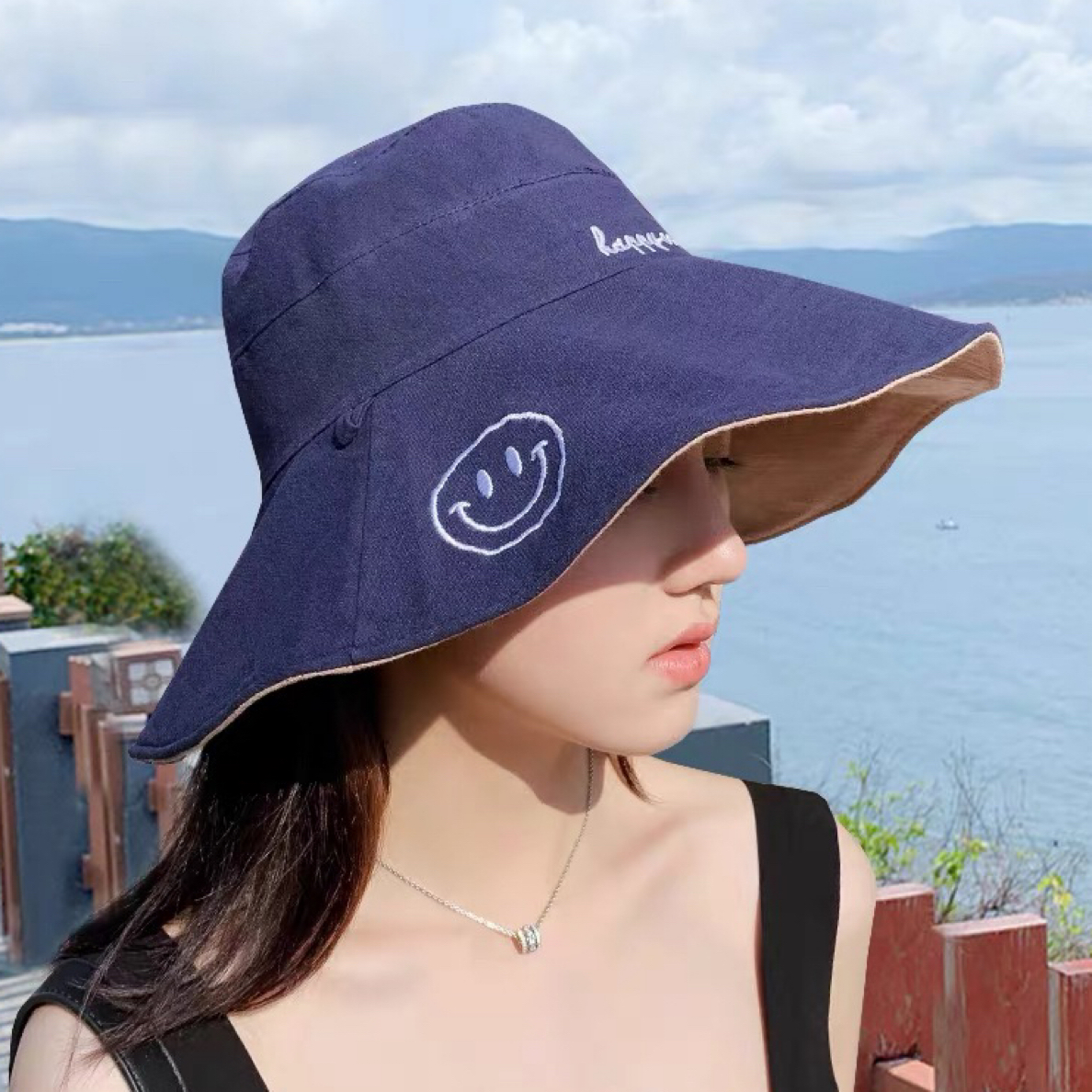 韩版双面可戴渔夫帽