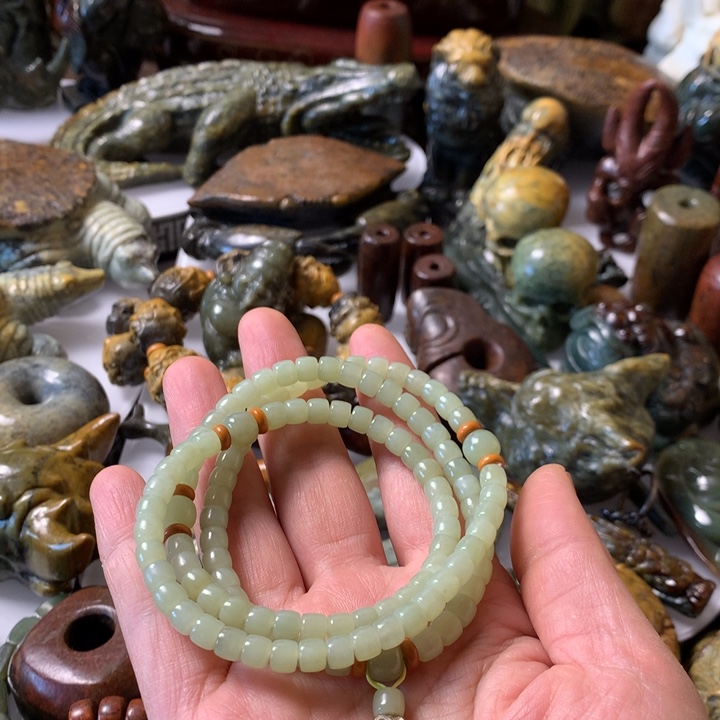 手链未镶嵌岫岩河磨玉（透闪石质玉）