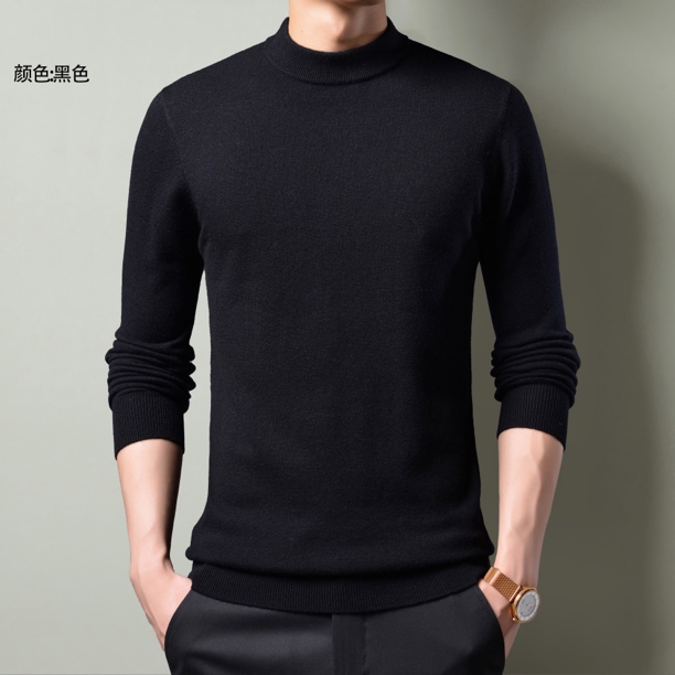 常规款薄款修身型半高领衫纯色男装毛衣冬季