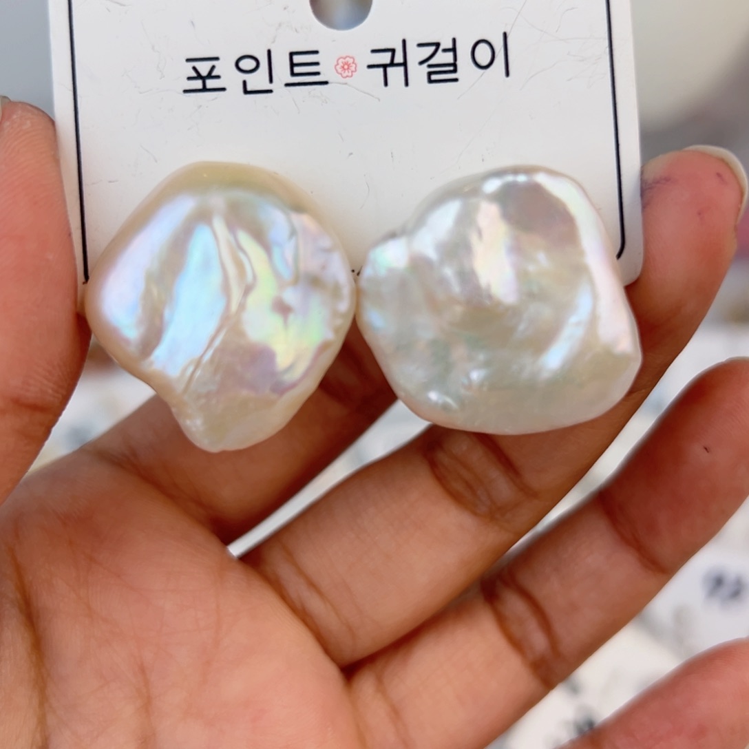 淡水珍珠耳饰银S925镶嵌ℳ****