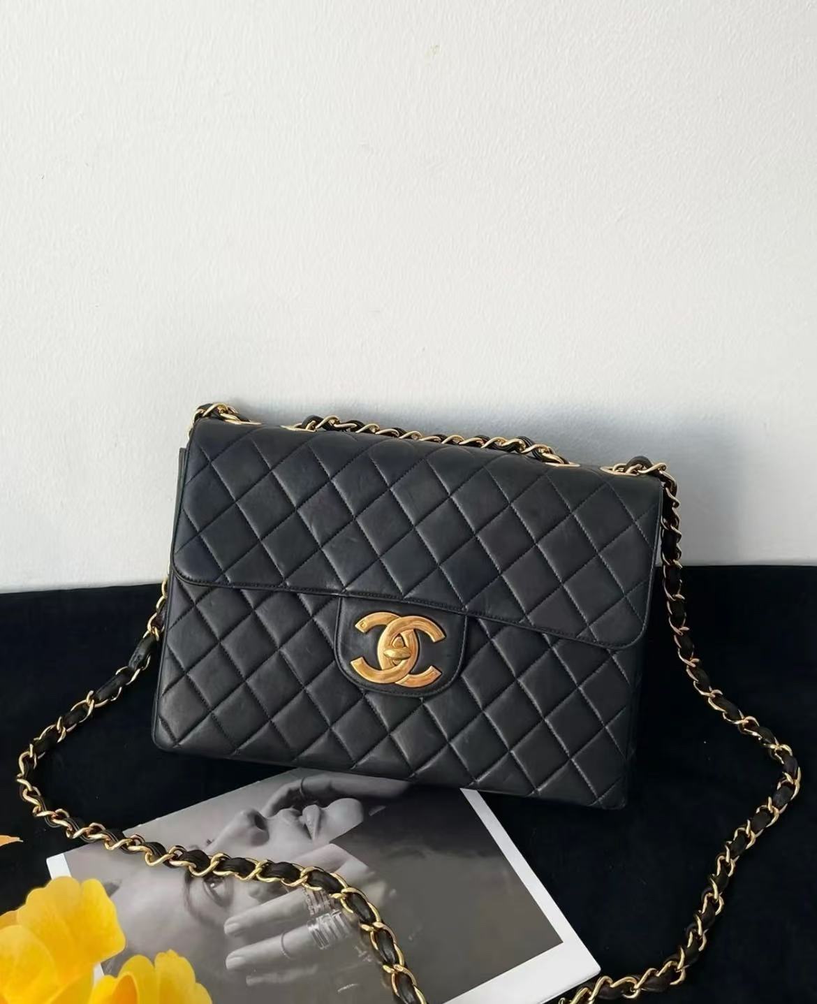 95新 Chanel/香奈儿 黑金贝嫂包 30cm  16588919