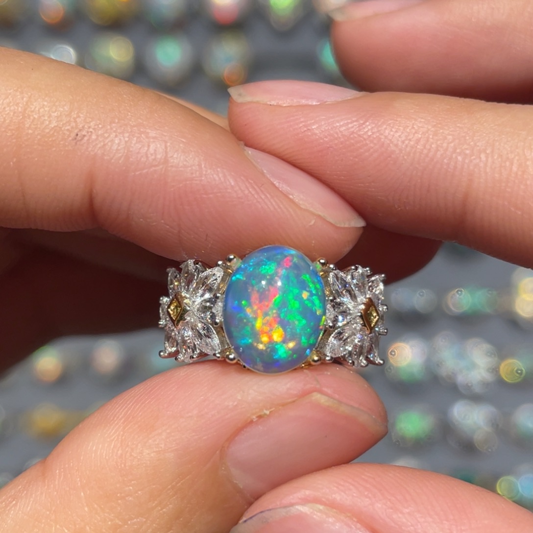 欧泊银S925镶嵌欧泊戒指