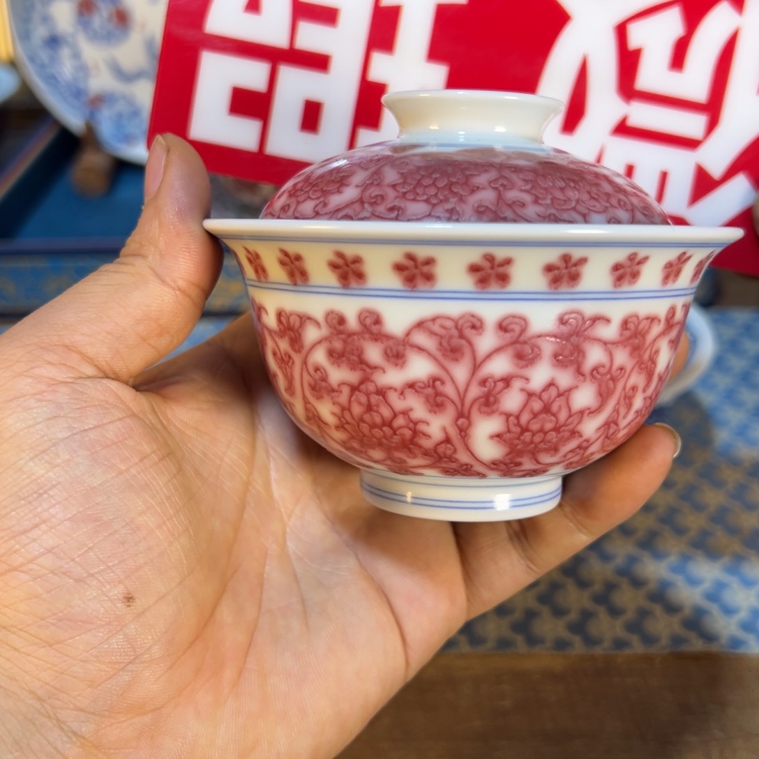 盖碗微瑕景德镇手工制作