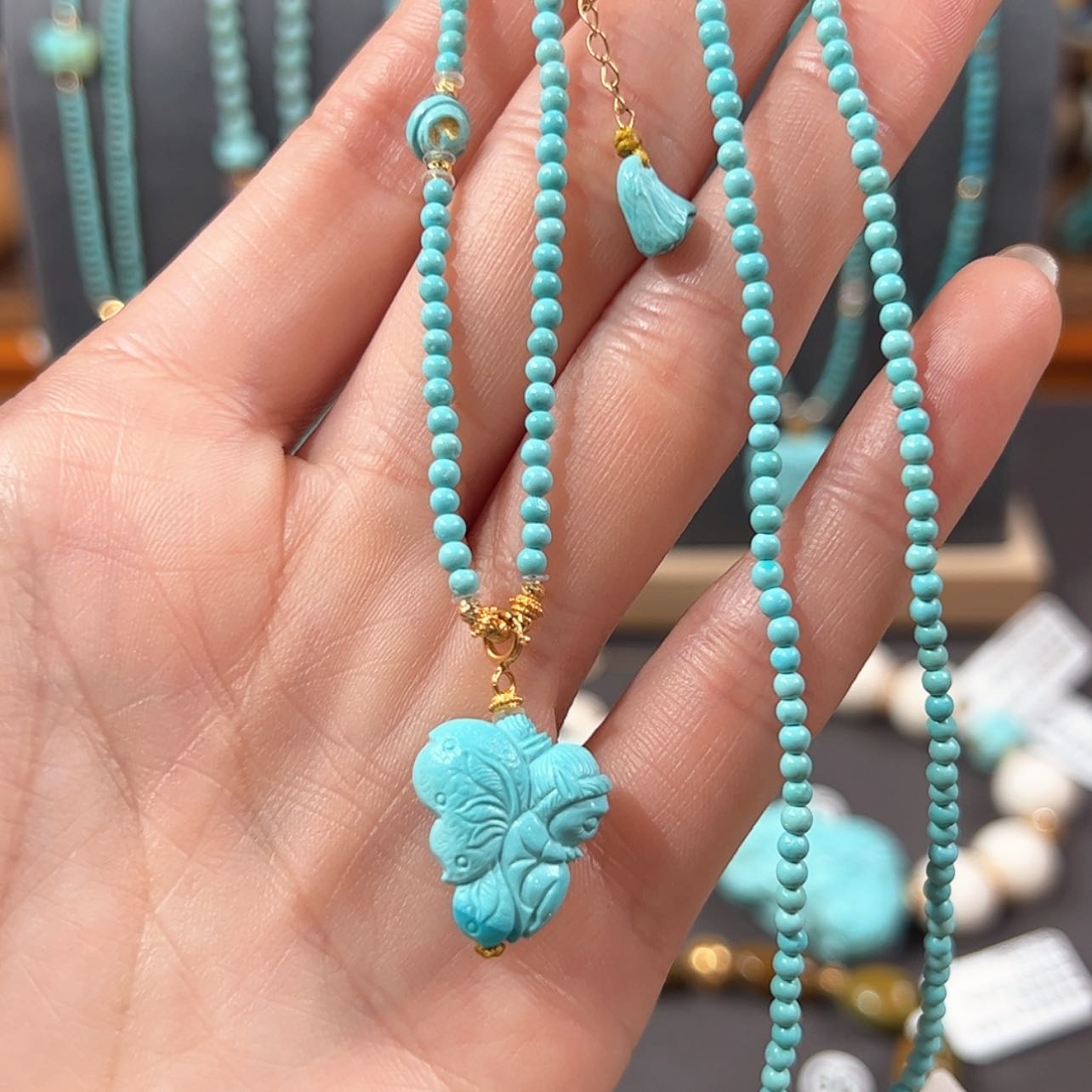 【闪购商品】绿松石颈饰18K金镶嵌