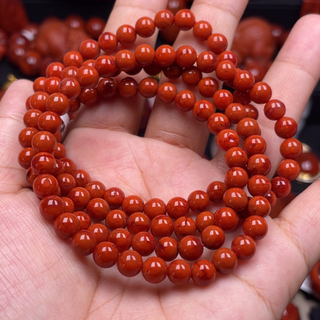 南红玛瑙未镶嵌珠宝奇石多圈6mm