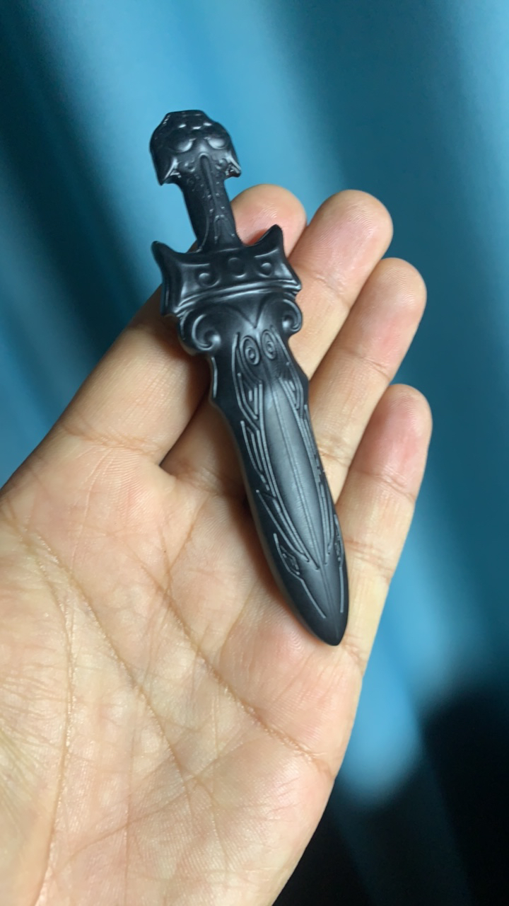 和田玉手把件小茶刀