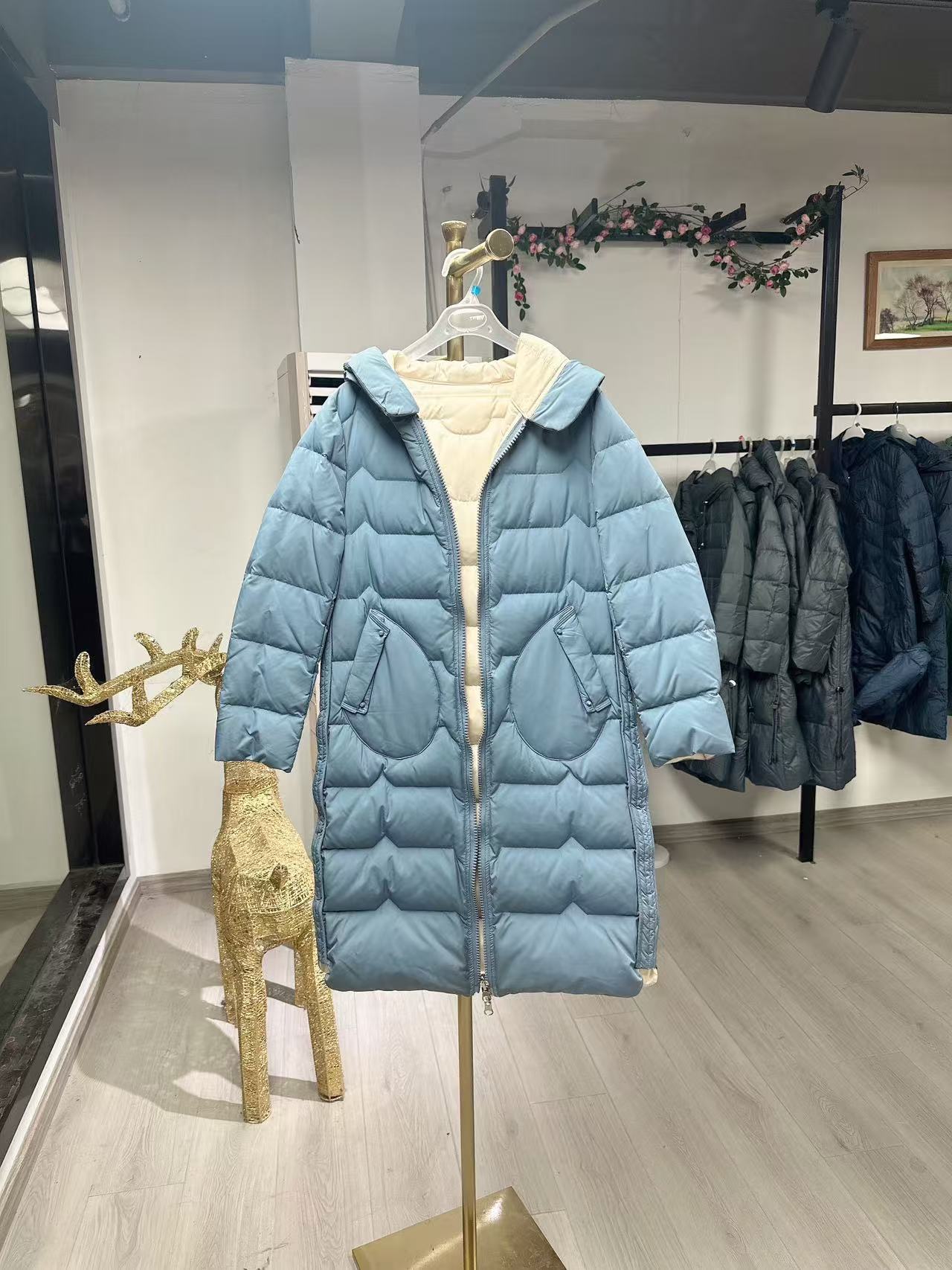 【JX8306蓝色外套】2024新款休闲保暖时尚连帽款外套