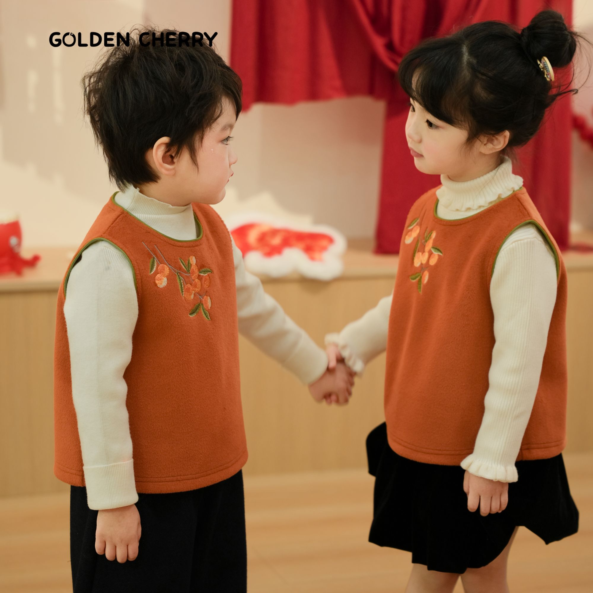 10【金樱桃】小童橘色柿柿如意柠檬马甲QDD1812