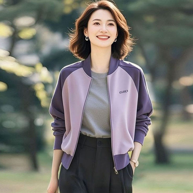 拼色开衫卫衣女宽松2025春秋新款洋气减龄女士休闲外套女上衣