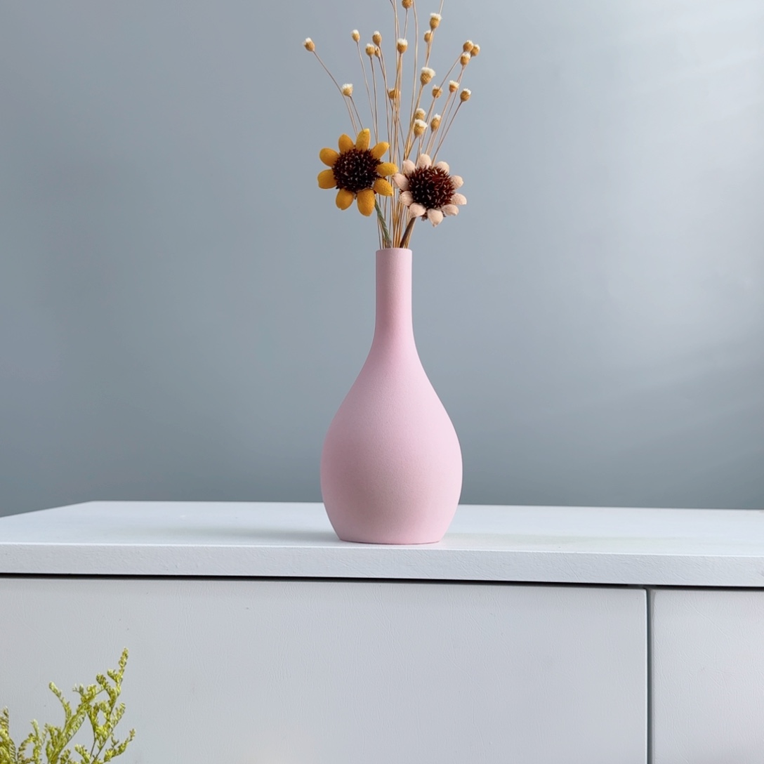 摆件陶瓷花瓶摆件含花总高约20-30cm