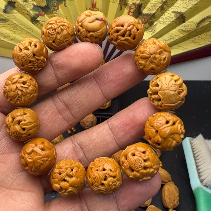 橄榄核手串/手链1.7光珠镂空五项莲花