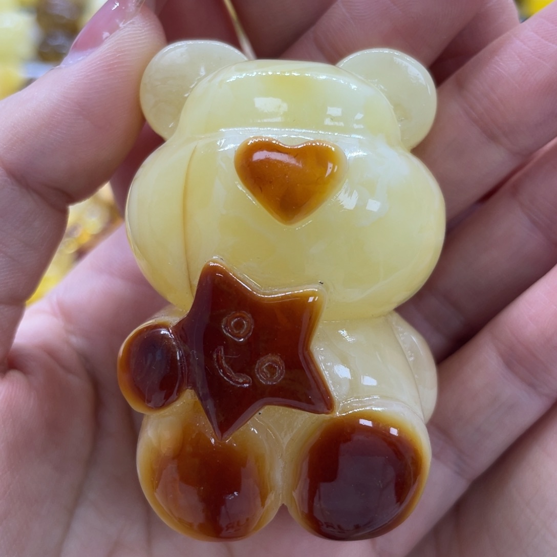 琥珀裸石未镶嵌54.5克星星熊