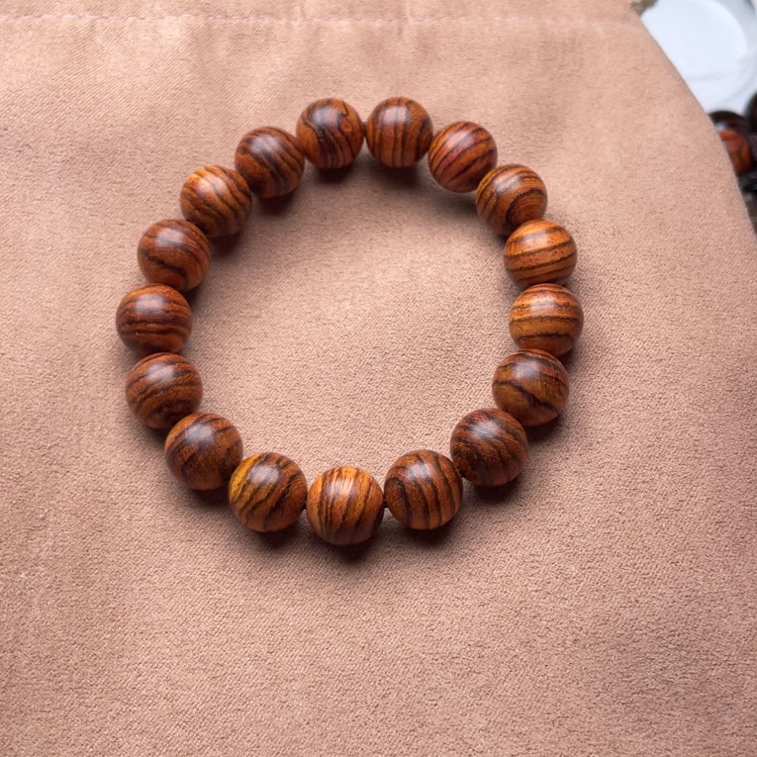 岁***积手串/手链黄花梨/降香黄檀海南黄花梨虎皮满纹