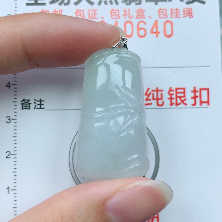 翡翠颈饰银S925镶嵌天然翡翠a货