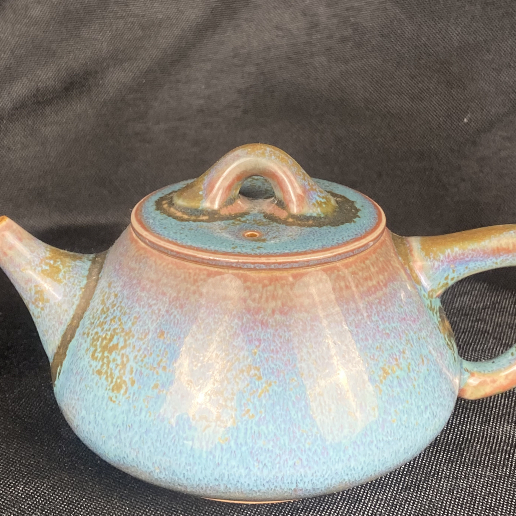 中国神后钧瓷茶具 石瓢壶 炉钧釉