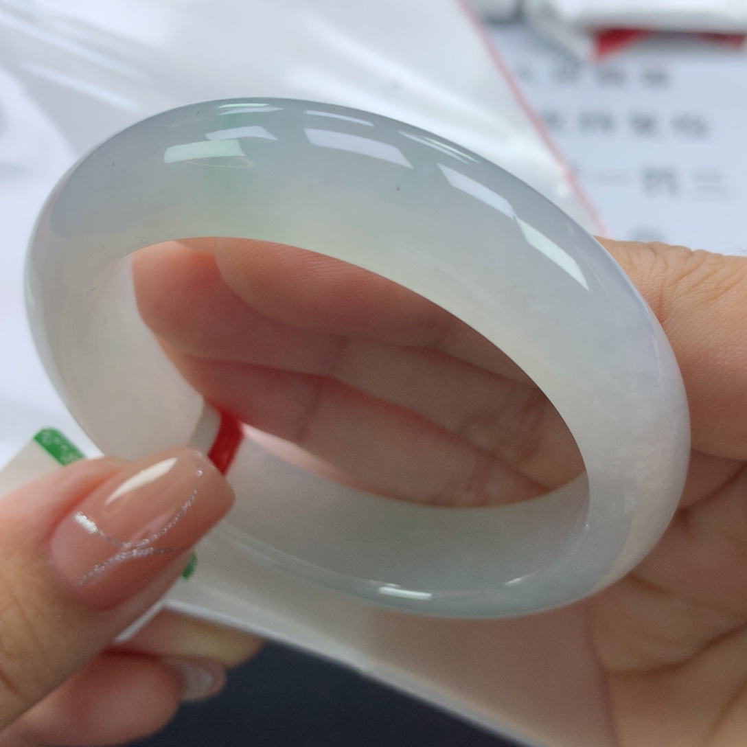 翡翠手镯未镶嵌缅甸天然翡翠手镯52.8正