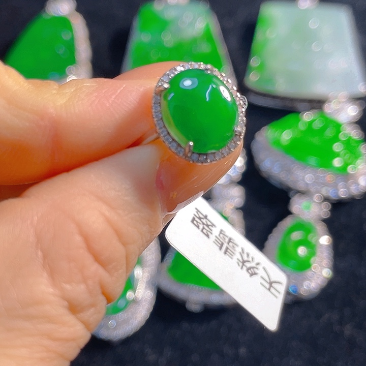 翡翠银S925镶嵌戒指翡翠