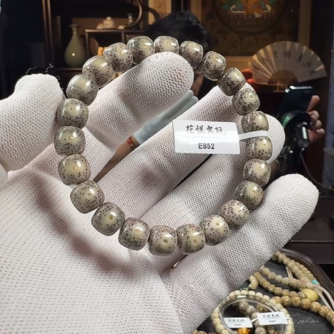 手串星月菩提10x9 糯冰月留白针尖星 E852