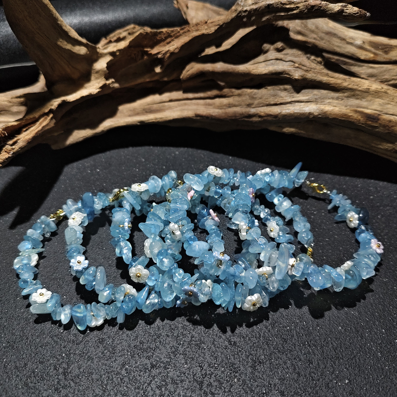 【黑胖珠宝】H0855 海蓝宝碎石手链 多样性发其一