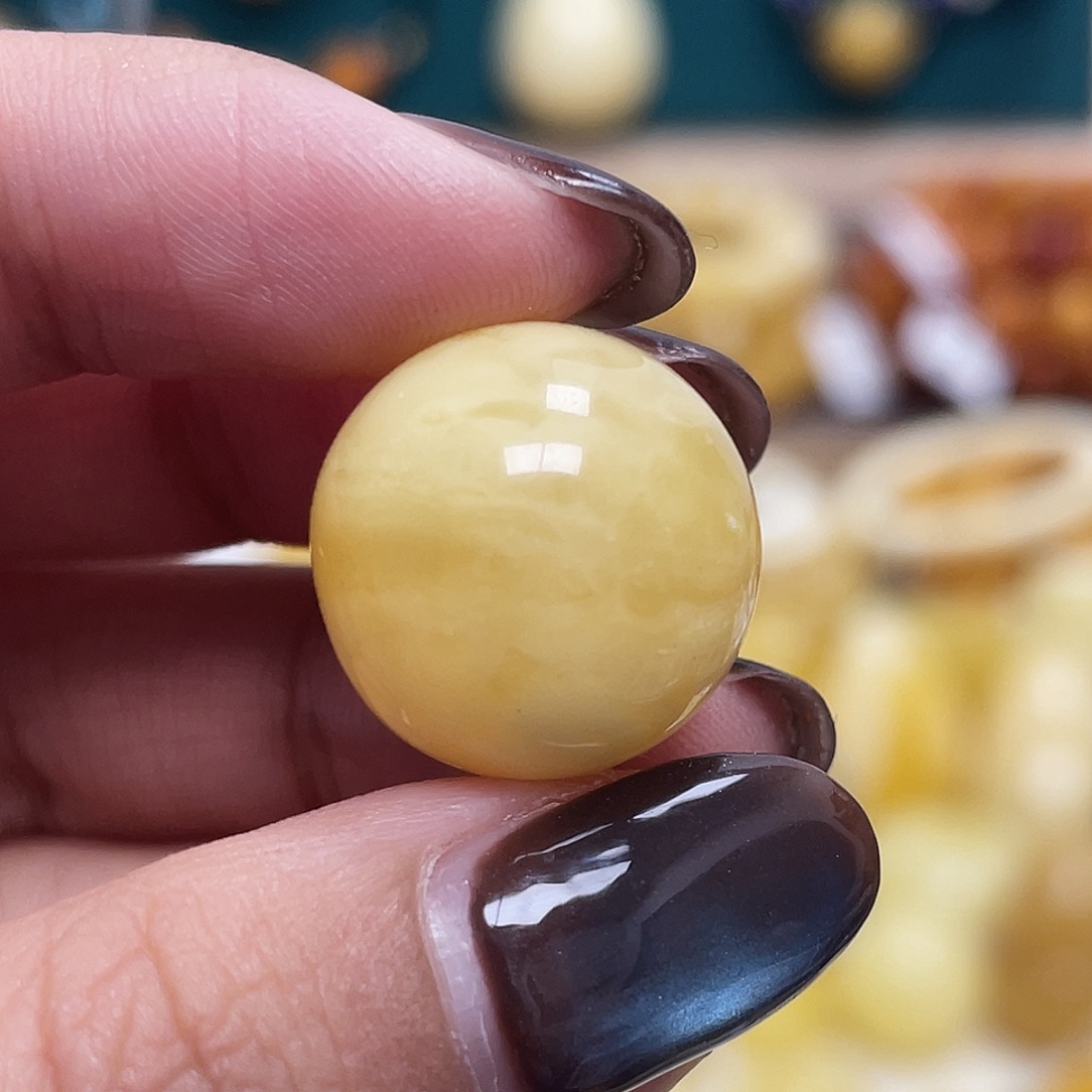 蜜蜡未镶嵌珠宝奇石16.6mm圆珠瑕