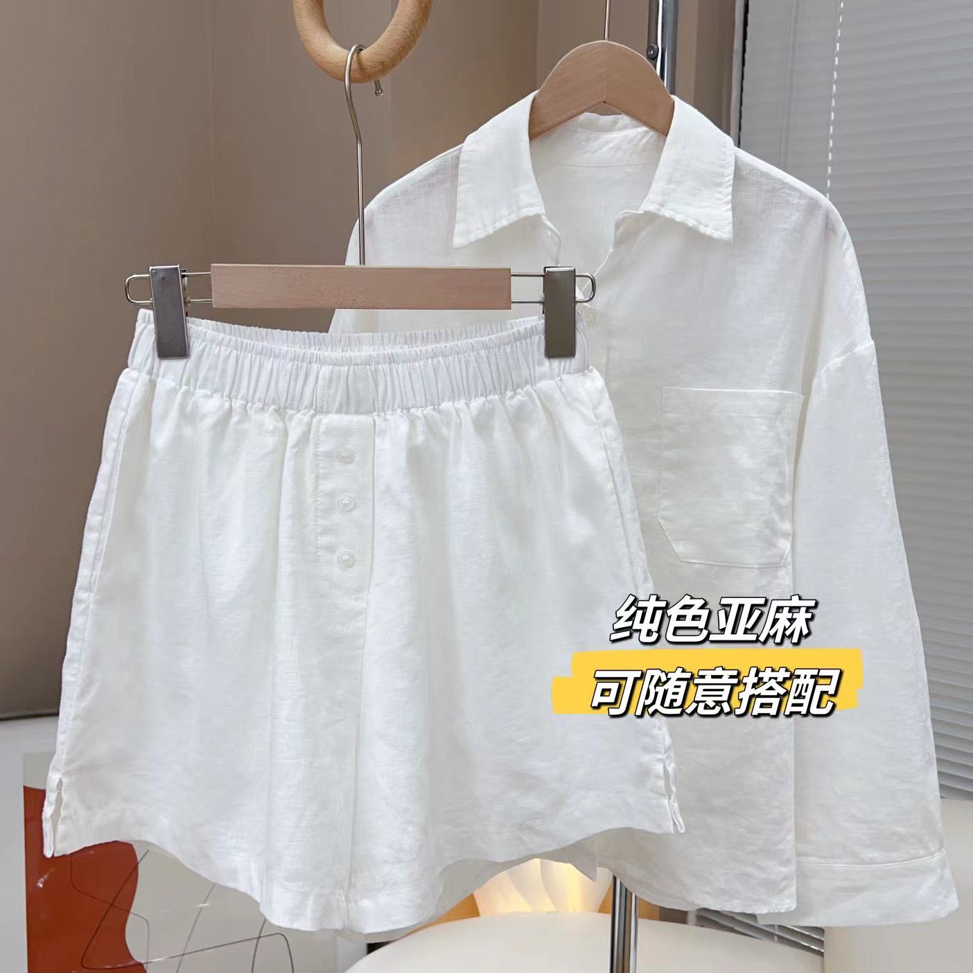 云朵定制 亚麻衬衫短裤慵懒宽松HP78