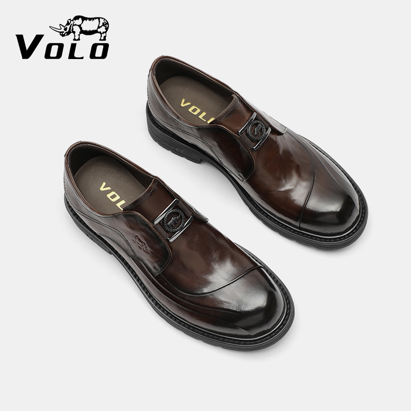 【郑凯同款】男士软底商务皮鞋真皮透气英伦风厚底增高皮鞋男款真皮