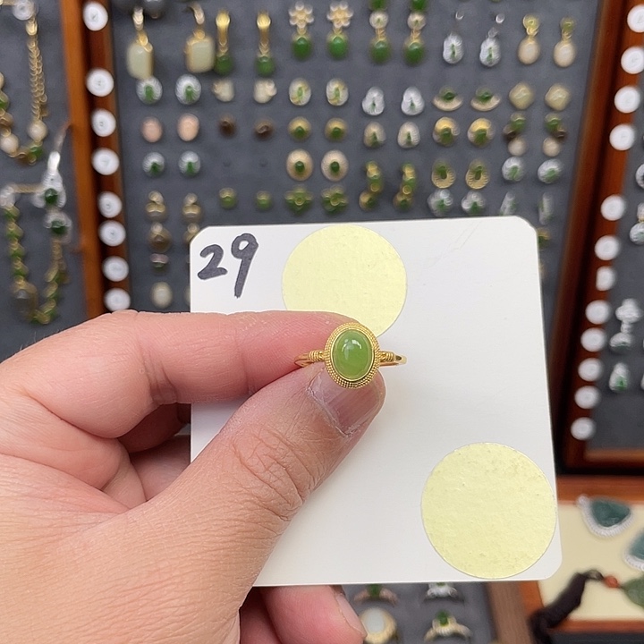 和田玉（碧玉）戒指银S925镶嵌和田玉29