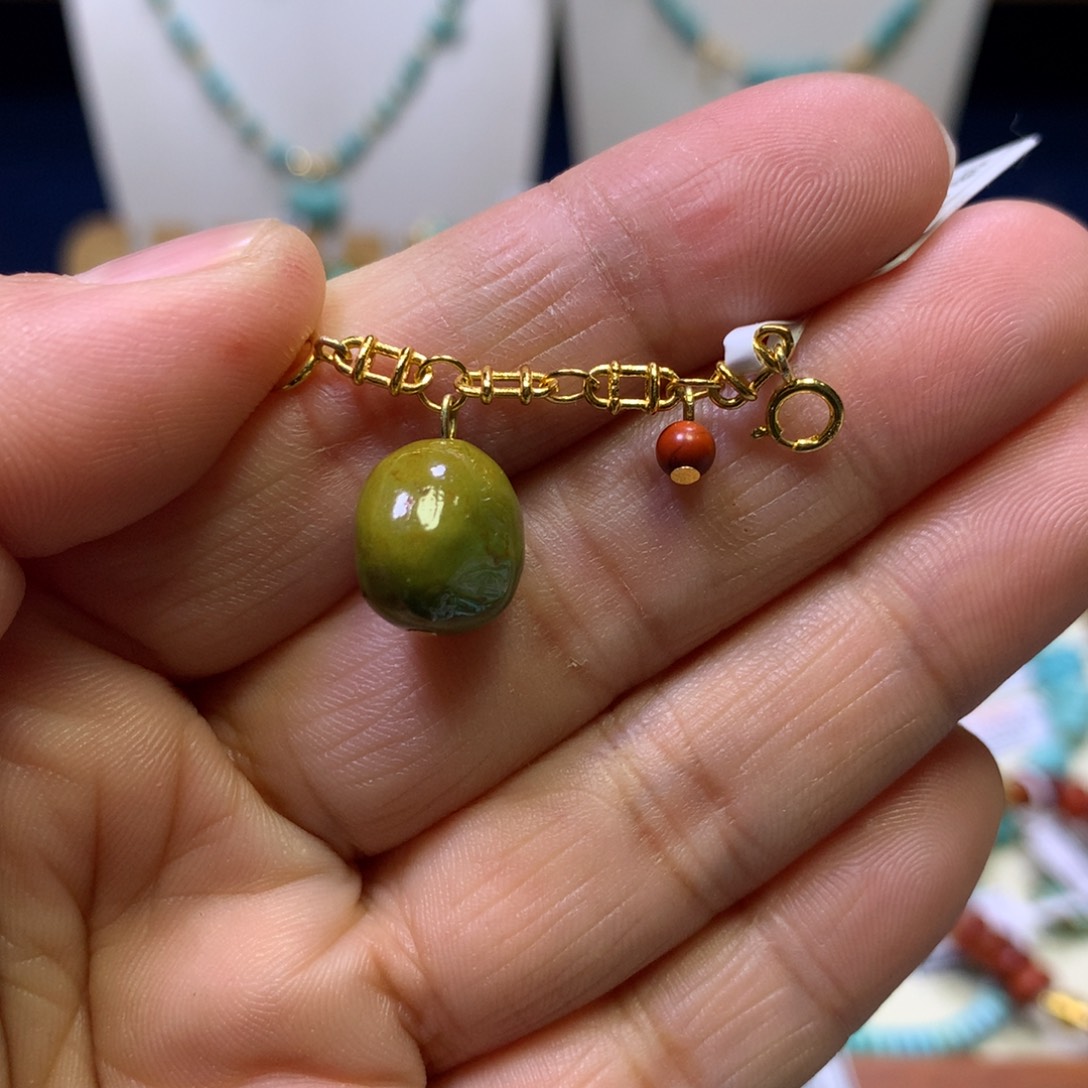 绿松石银S925镀金镶嵌半链