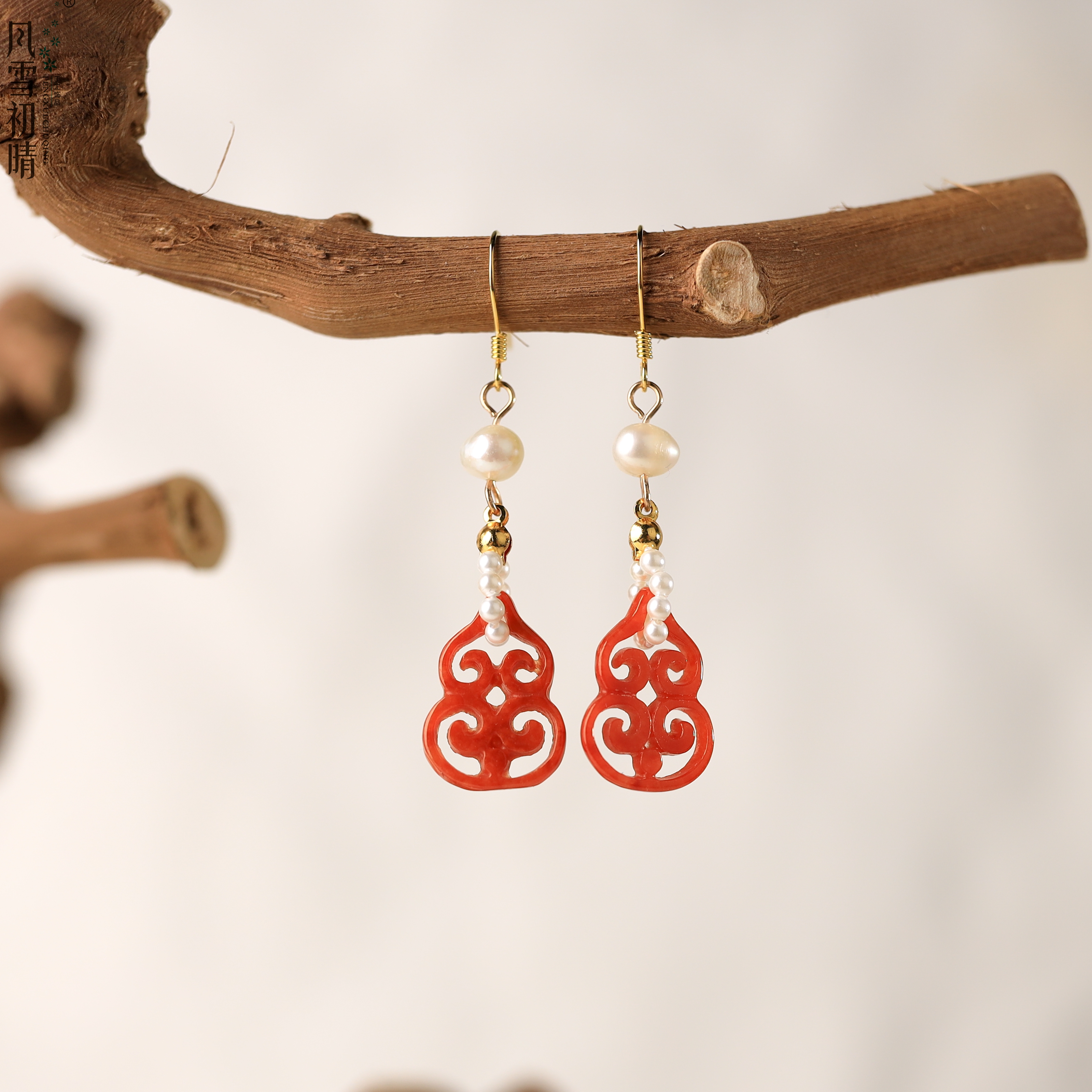 风雪初晴 铜合金耳饰 南然耳环小团扇甜美百搭手工气质古风汉