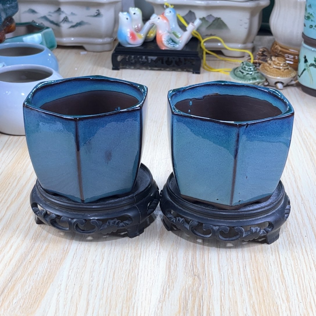 口 10*8.5陶瓷绿植多肉微瑕花盆拍满8.8包邮发货