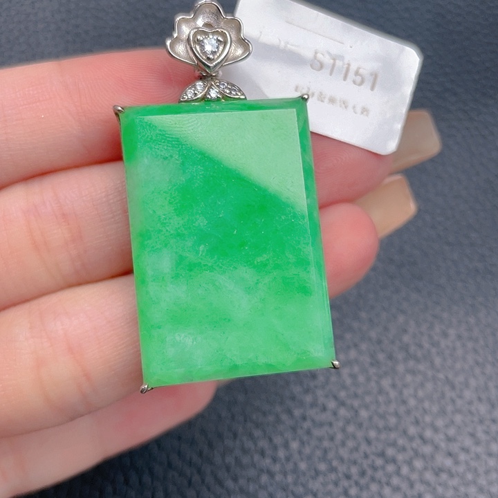 翡翠银S925镶嵌吊坠(不含链)