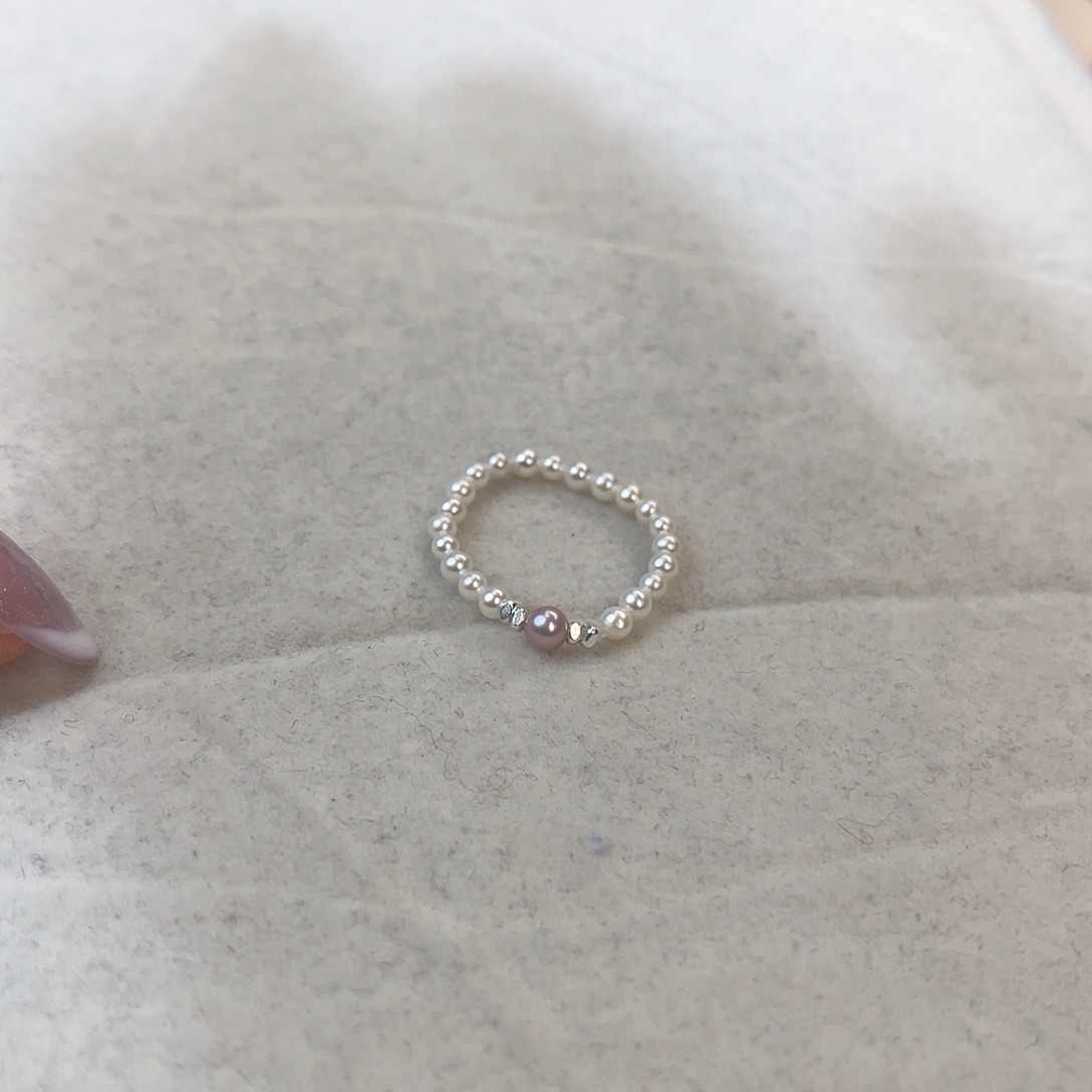 银S925镶嵌戒指淡水珍珠