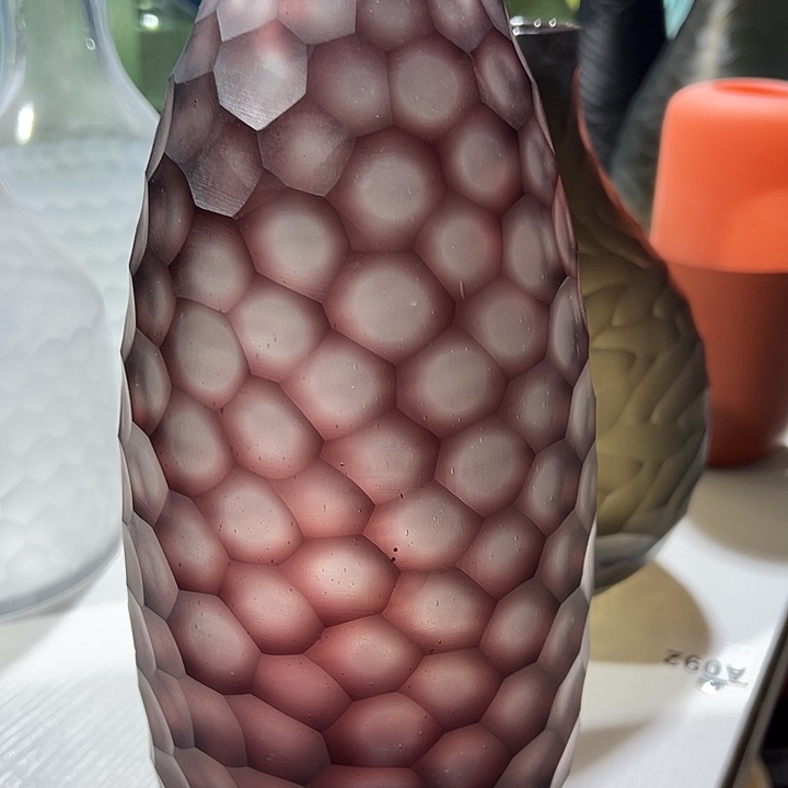 红色磨刻花瓶花器高32口4.5