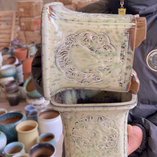 紫砂花盆高19口19———-