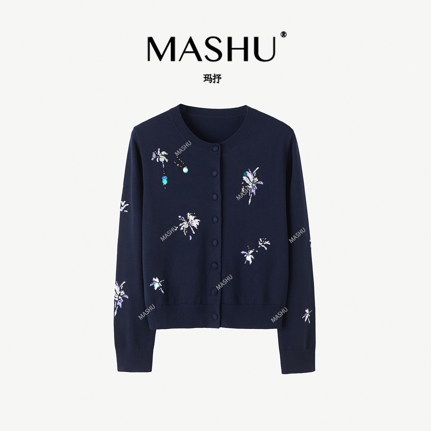 【繁花似锦】2025新款手工提花钉珠烟花羊毛针织开衫洋气上衣显瘦