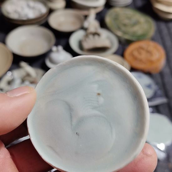 瓷片清花影青杯垫学习标本