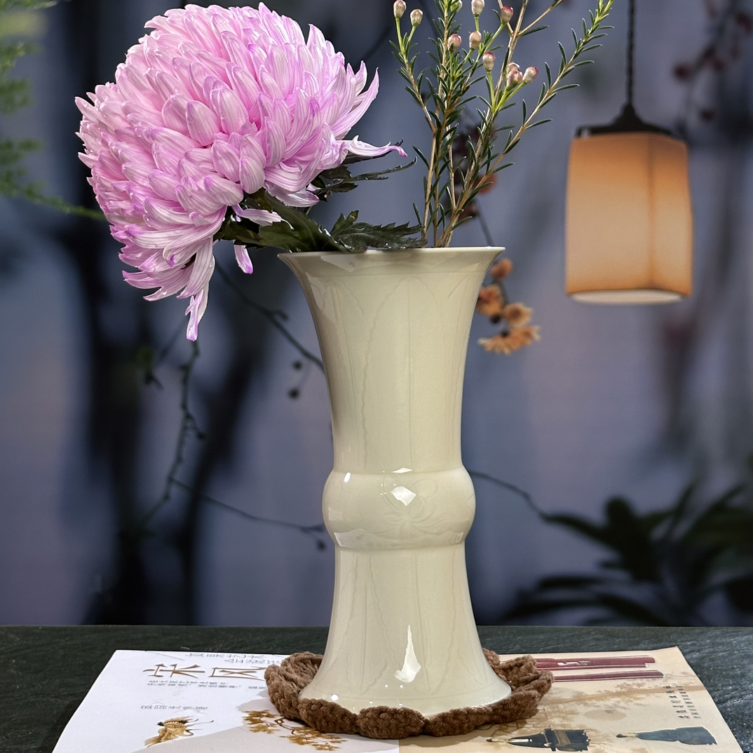 微澜定瓷~花毂 全手花器 刻花